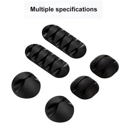 Self-Adhesive Silicone Cable Organizer Clips for Desk & Office Cord Management