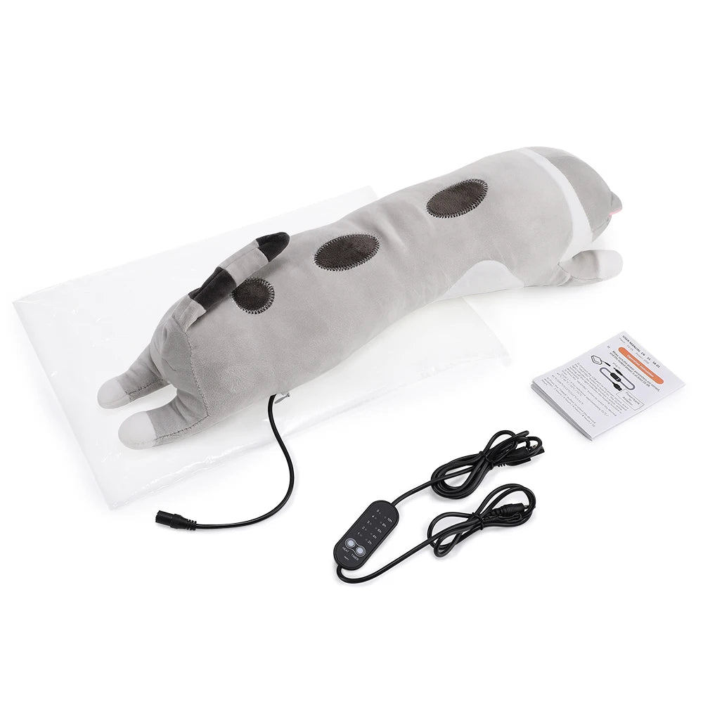 USB Heated Cat Plush Pillow - Adjustable Warming Cushion for Comfort and Pain Relief