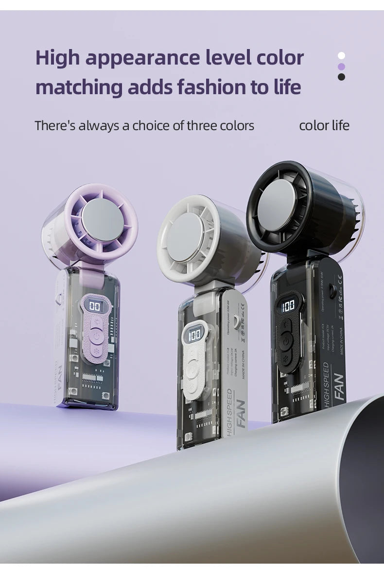 Portable 100-Speed Foldable Cooling Fan with LED Display