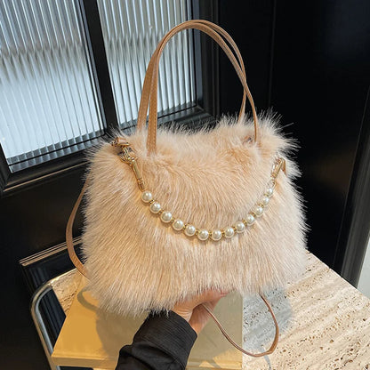 Luxury Plush Pearl Handbag