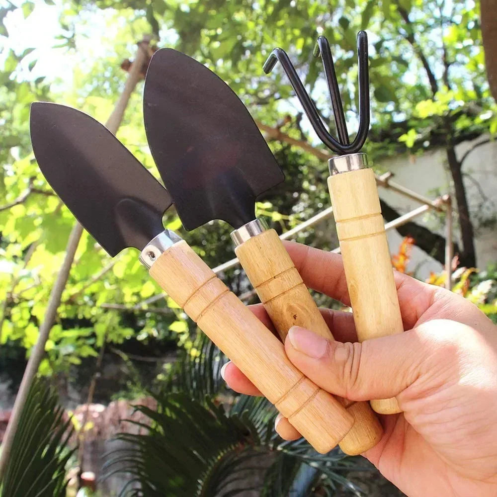 3-Piece Mini Garden Tool Set for Indoor Plants - Small Trowel, Shovel & Rake for Succulents - 2