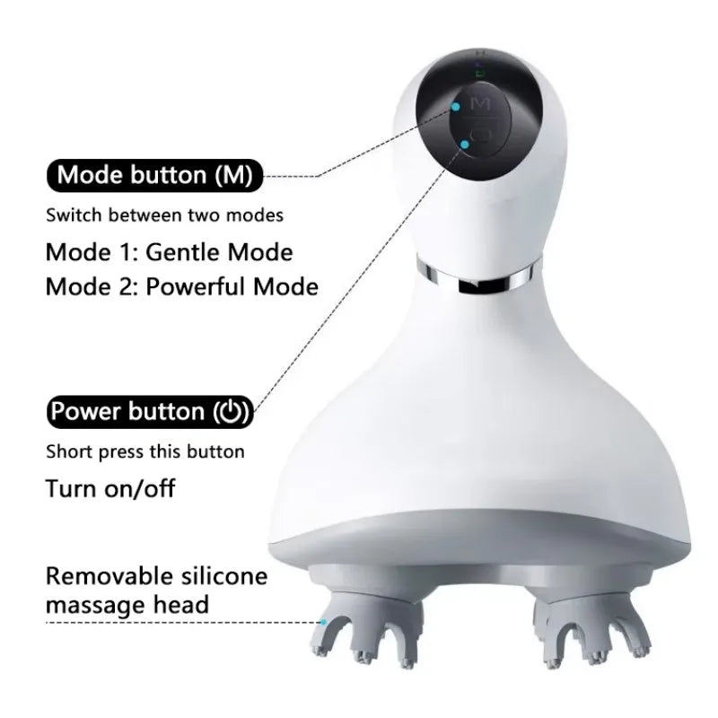 Electric Scalp Massager - Portable Waterproof Head & Body Kneading Device