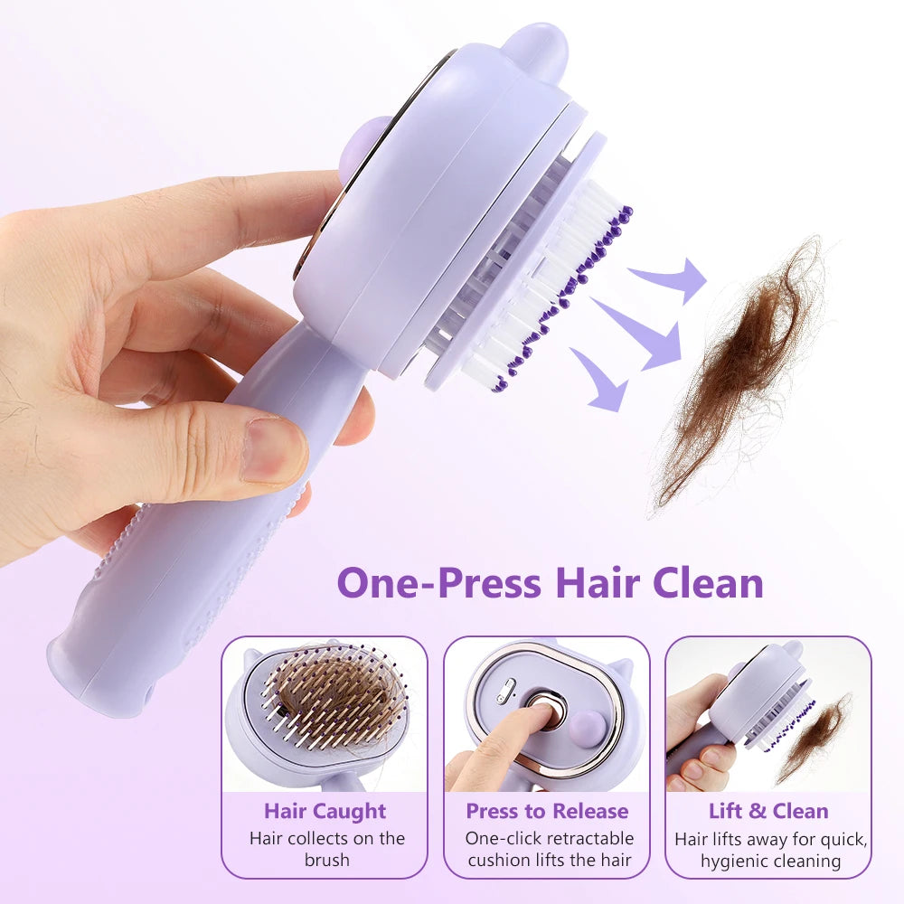 Electric Mist Spray Massage Hair Comb with Red Light Therapy & Detangler