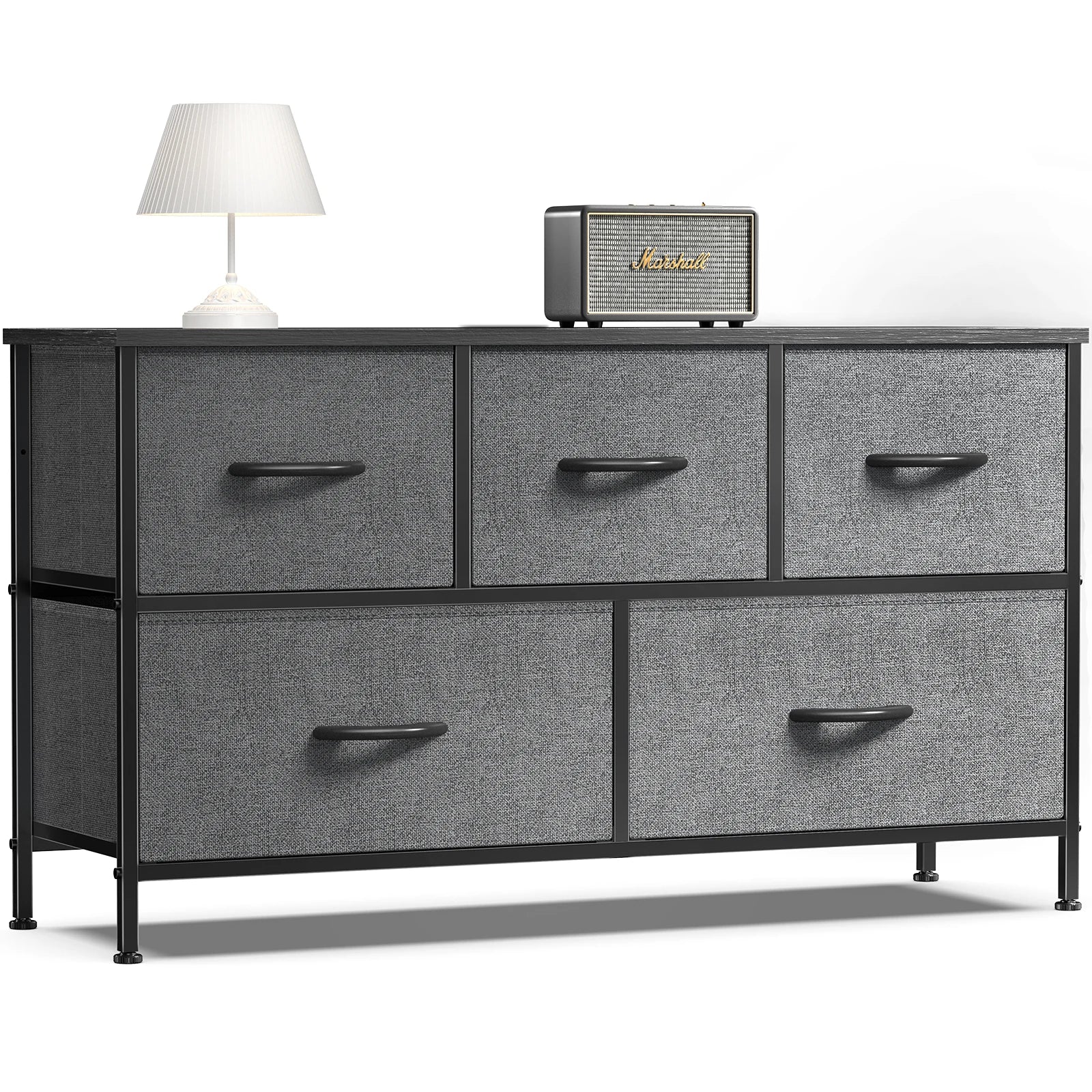 5-Drawer Fabric Dresser Storage Tower with Sturdy Steel Frame - 18