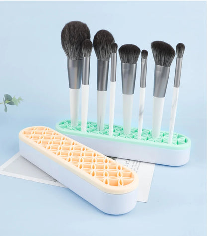 Silicone Makeup Brush Organizer & Drying Rack - Durable Desktop Storage