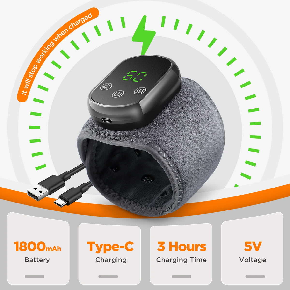 Electric Heated Wrist Massager with Vibration Therapy for Pain Relief
