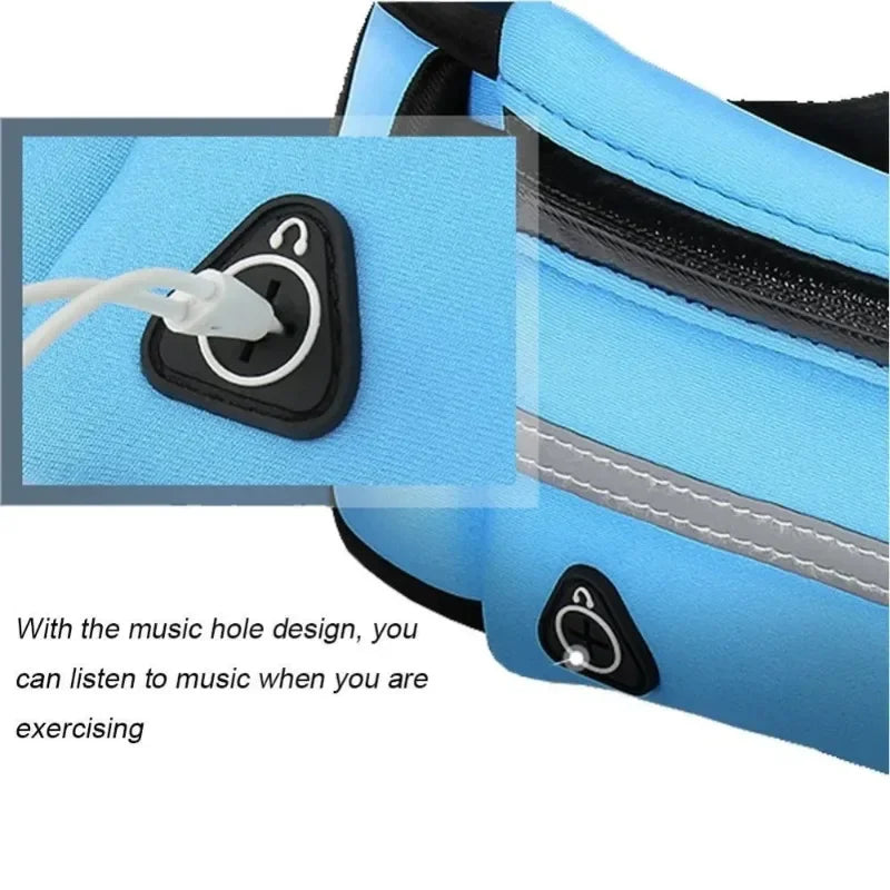 Slim Running Waist Belt - Waterproof Elastic Phone Pouch for Sports