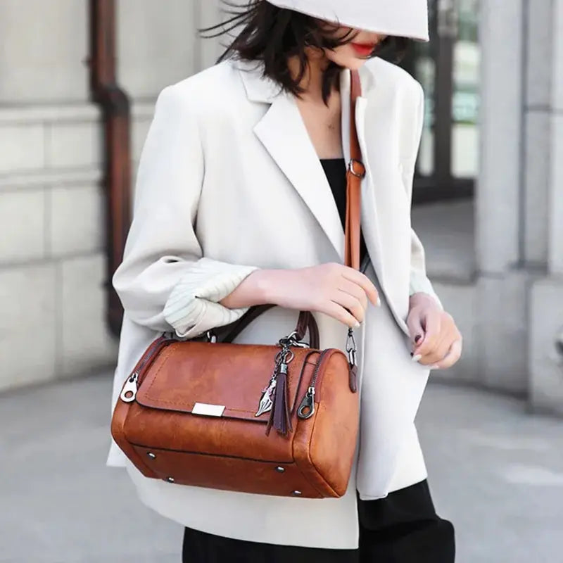 Luxury Tassel Boston Shoulder Bag