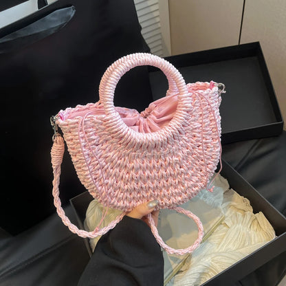 Luxury Orange Straw Handbag