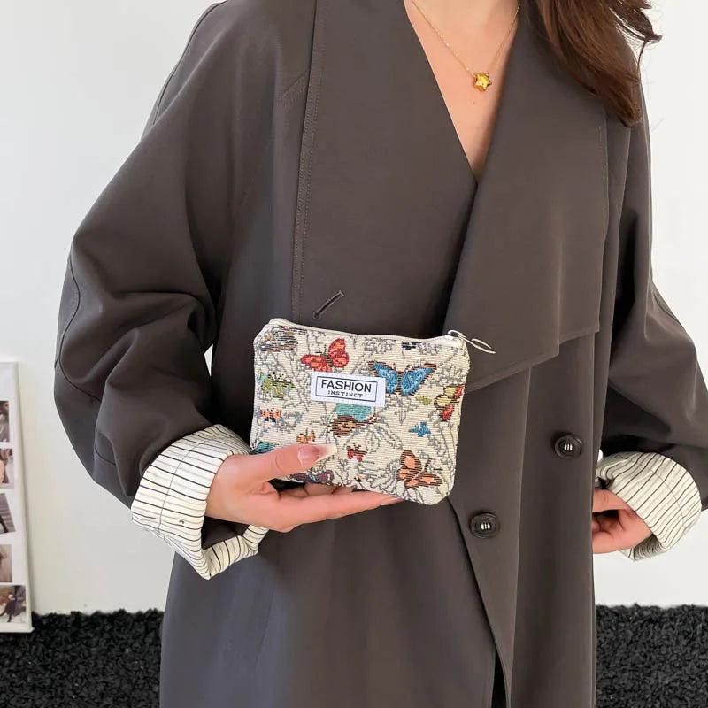 Luxury Retro Floral Canvas Clutch