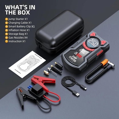 4-in-1 Portable Car Jump Starter with Tire Inflator & Power Bank