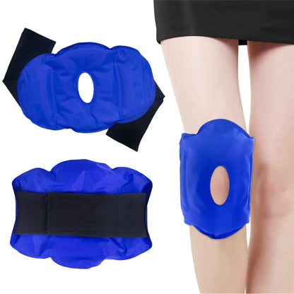 Adjustable Knee Ice Pack Wrap - Flexible Cold Therapy Gel Compression Brace