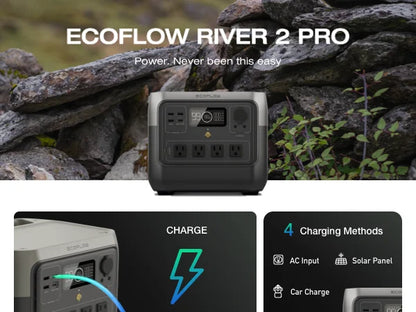 EcoFlow RIVER 2 Pro Portable Power Station: 716Wh LiFePO4 Solar Generator
