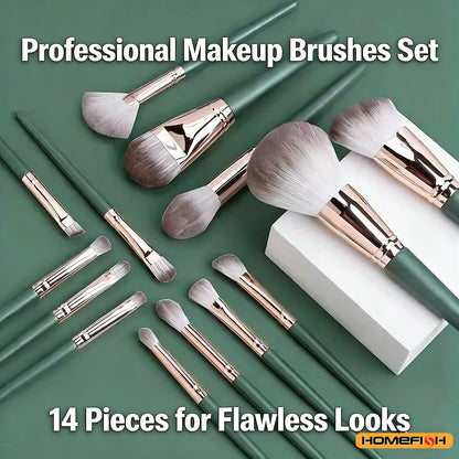14-Piece Soft Fluffy Makeup Brush Set - Professional Cosmetic Tools
