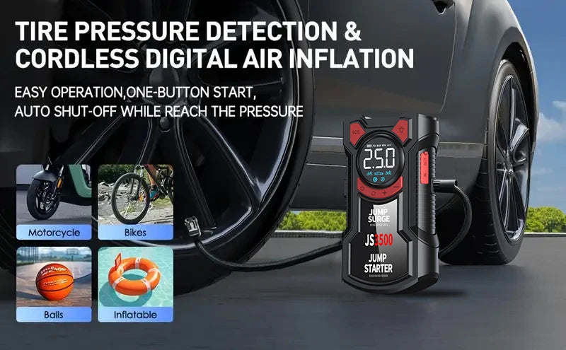 4-in-1 Portable Car Jump Starter with Tire Inflator & Power Bank - 8
