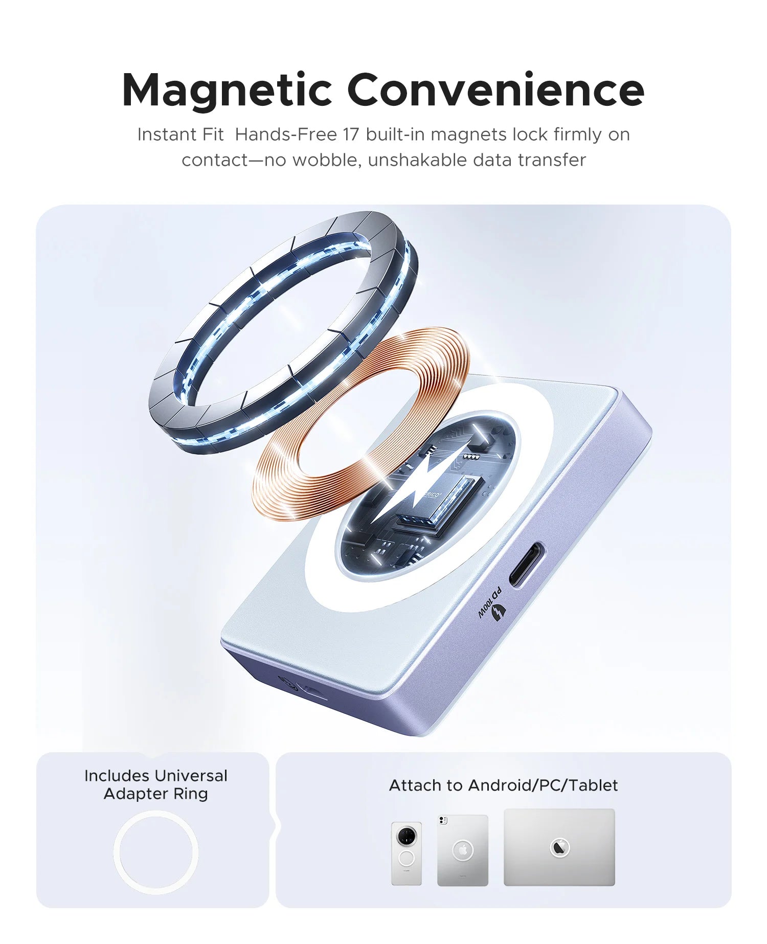 Magnetic NVMe M.2 SSD Enclosure for iPhone 4K ProRes Recording & 100W Charge - 4