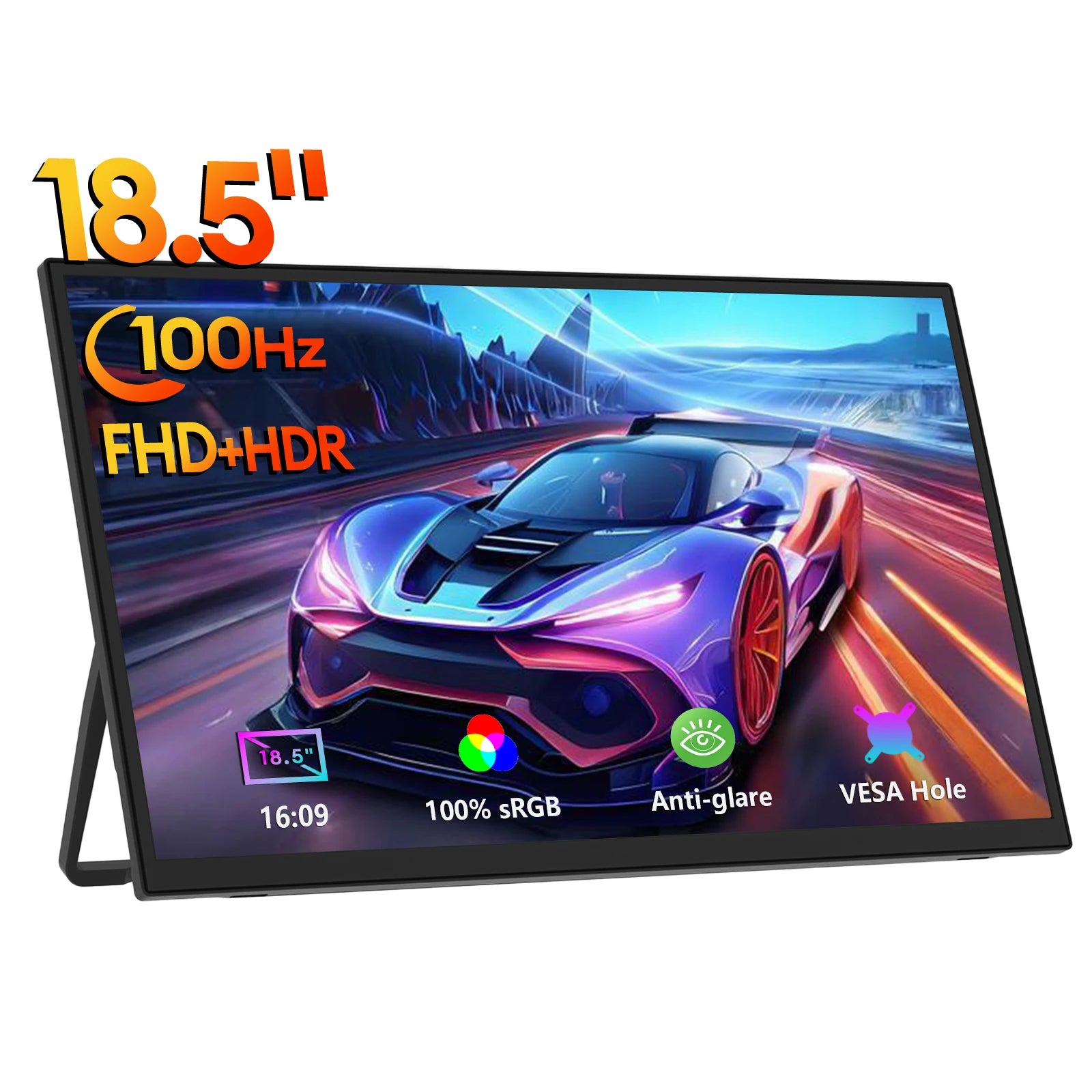 18.5" 100Hz Portable Gaming Monitor - Full HD 1080P IPS Display - 1