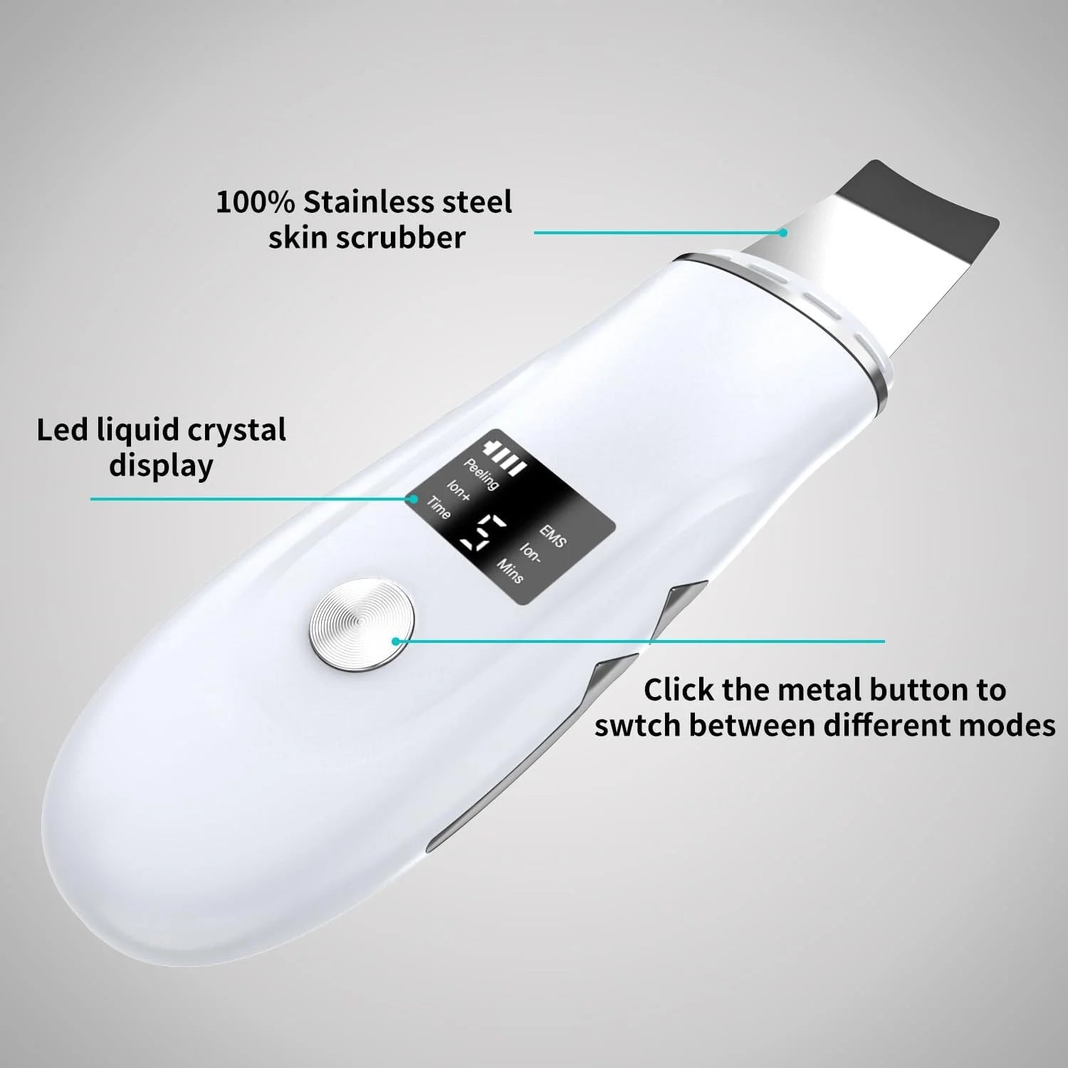 Ultrasonic Facial Skin Scrubber - Deep Cleansing & Blackhead Remover Spatula - 2
