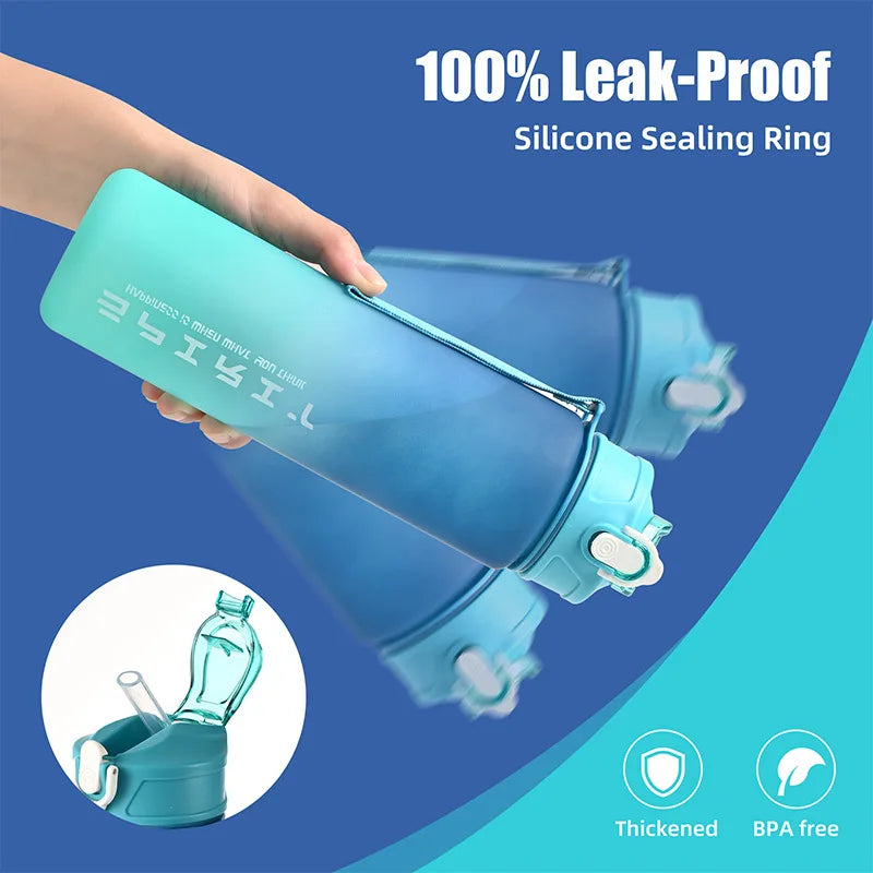 Motivational 750ml Sports Water Bottle with Time Marker & Leak-Proof Straw