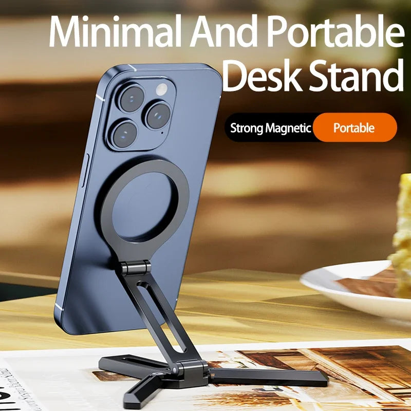 Foldable Magnetic Phone Stand for MagSafe - Aluminum Desktop Tripod - 2