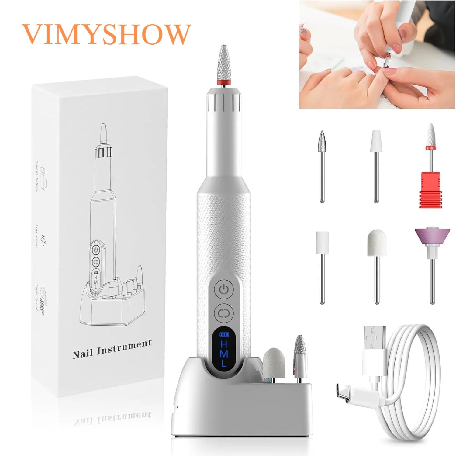 5-in-1 Cordless Electric Nail Drill Set for Professional Home Manicures - 1