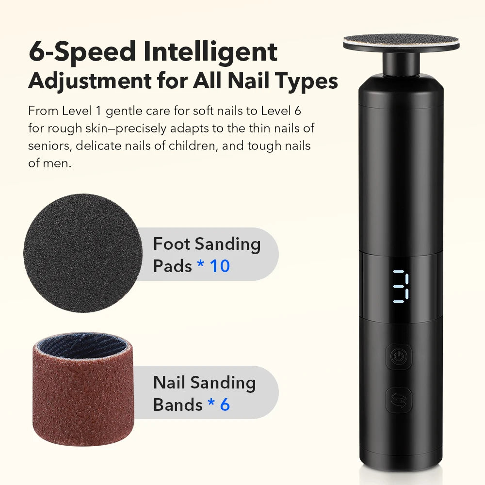Electric Foot Callus Remover & Nail Care Kit - Rechargeable Pedicure Grinder - 9