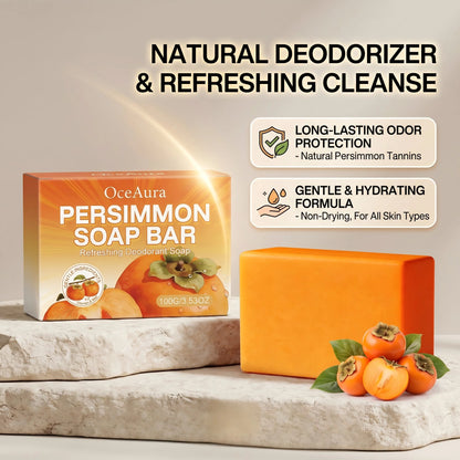 Natural Persimmon Extract Deodorizing Body Soap Bar for Odor Control & Fresh Skin