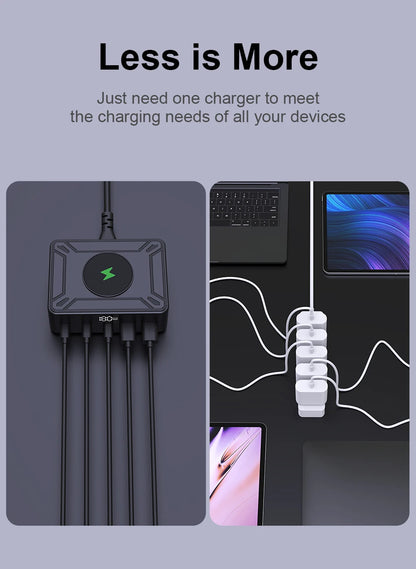 205W GaN Desktop Fast Charger - 6-in-1 USB-C PD Multi-Port Charging Station