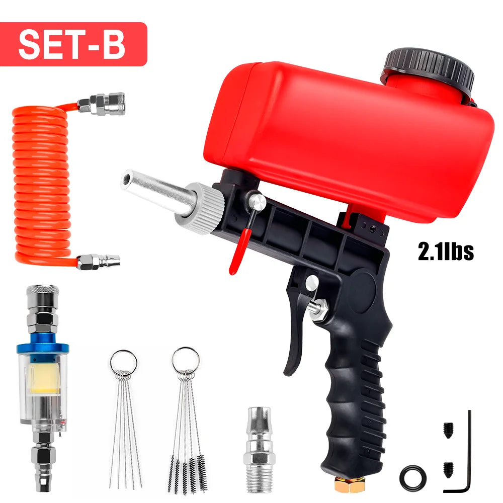Portable Pneumatic Sandblasting Gun - Gravity Feed Sandblaster for Rust and Paint Removal - 12