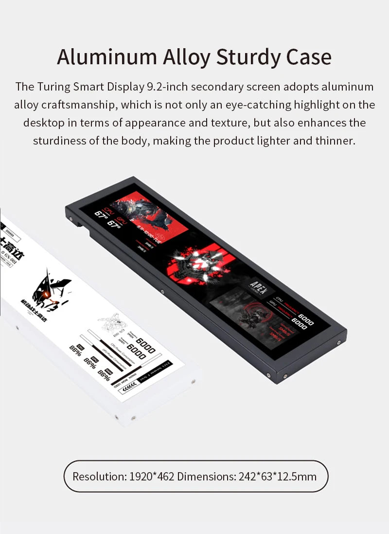 9.2" PC Chassis Secondary Screen - IPS Hardware Monitor for CPU/GPU Stats