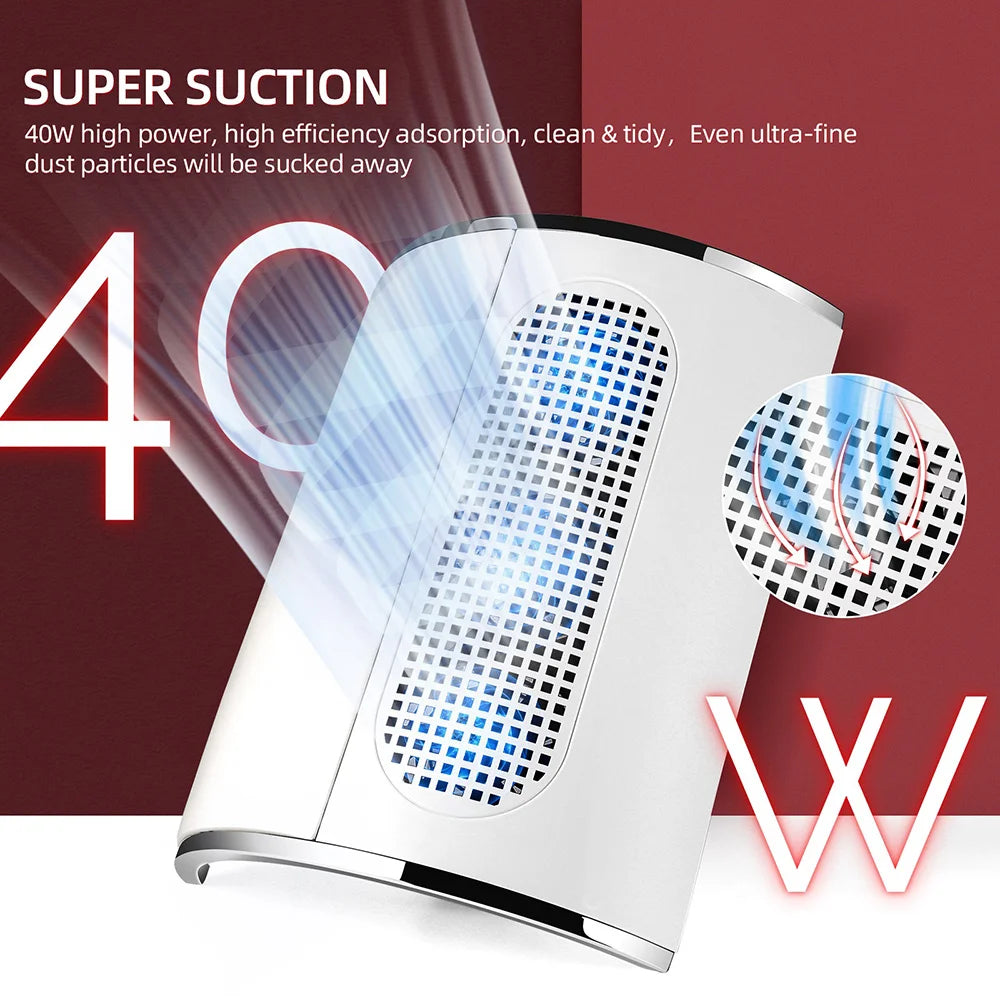 3-Fan Nail Dust Collector - 40W Professional Manicure Vacuum - 2
