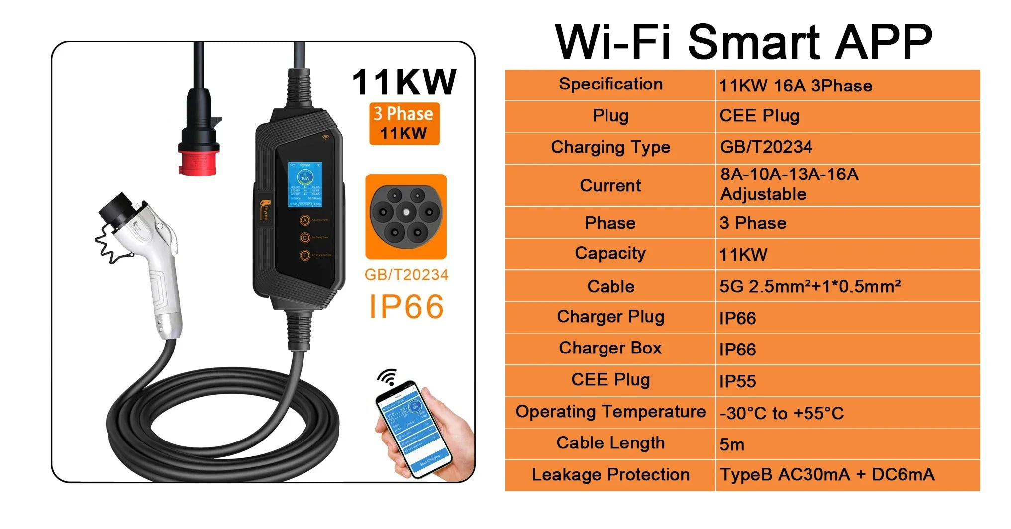 Portable Smart EV Charger - Fast Charging GBT Station with App Control - 10