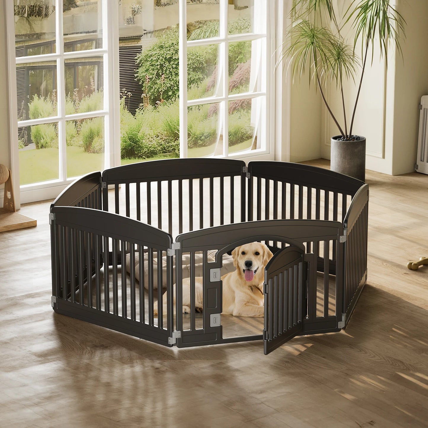 Portable Plastic Dog Playpen - Expandable 6-Panel Indoor & Outdoor Pet Fence