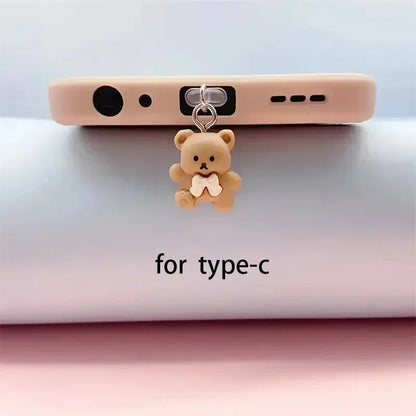Cute Bear Phone Charging Port Dust Plug & Protection Charm