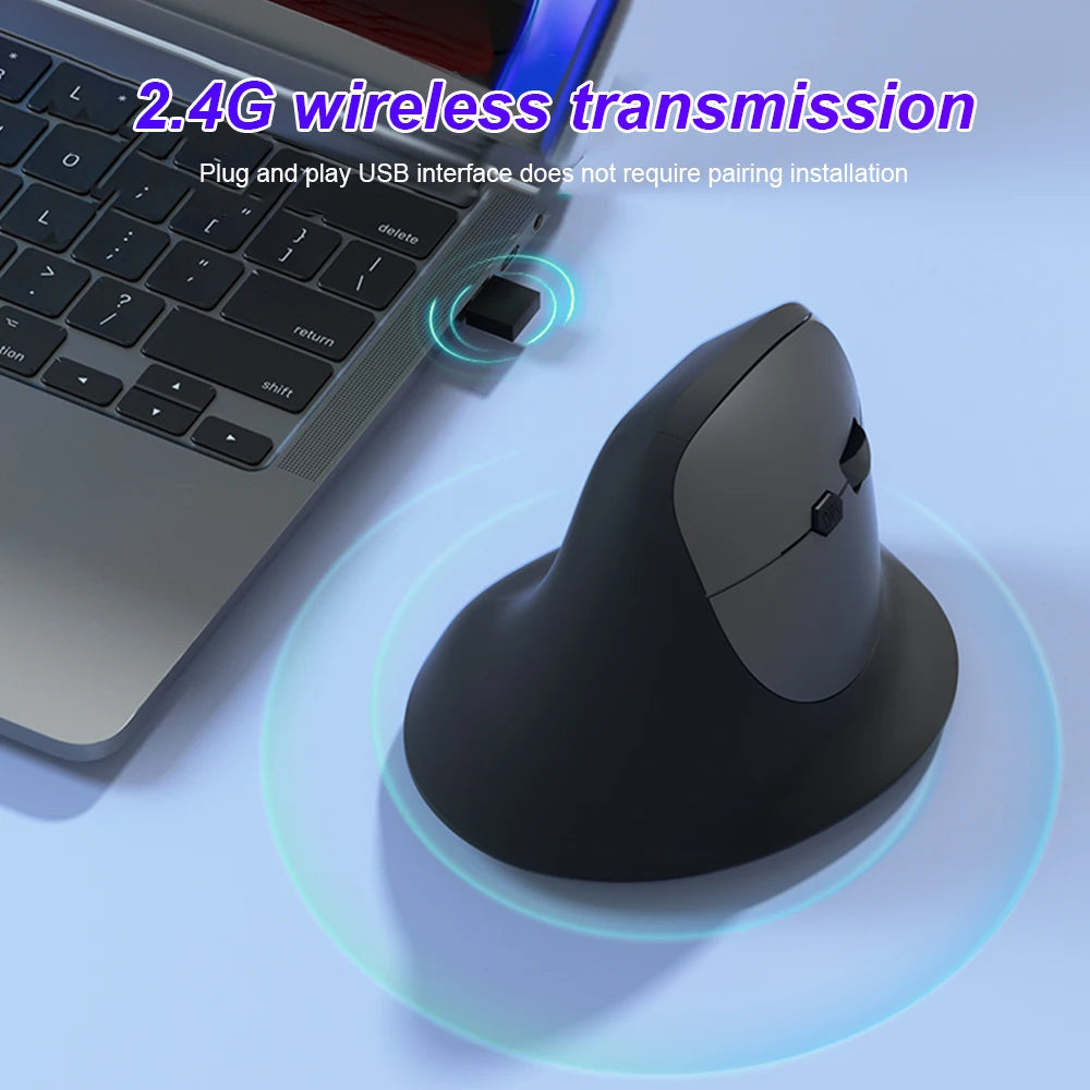 Wireless Ergonomic Vertical Mouse - Silent 6-Button Optical Gaming Mouse - 5