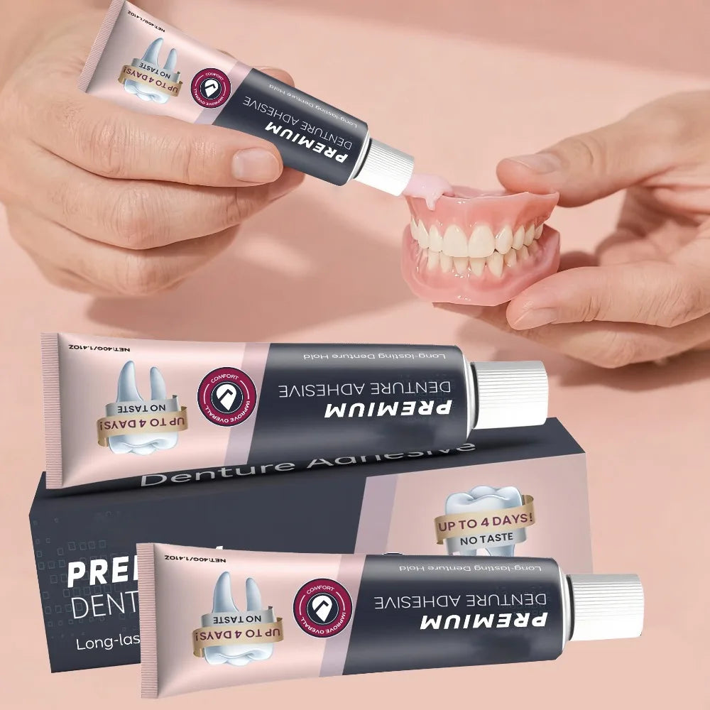 Waterproof Denture Adhesive Cream - Zinc-Free Long-Lasting Strong Hold Gel