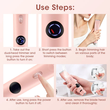 2-in-1 Dual Head Electric Shaver & Bikini Trimmer for Women