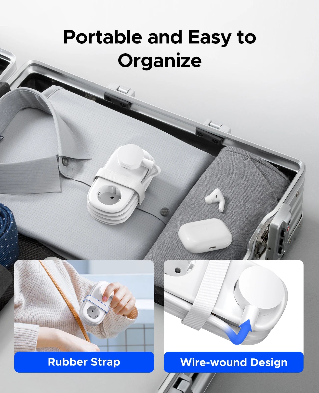 Compact 5-in-1 Travel Power Strip with PD 20W Fast Charging & USB-C