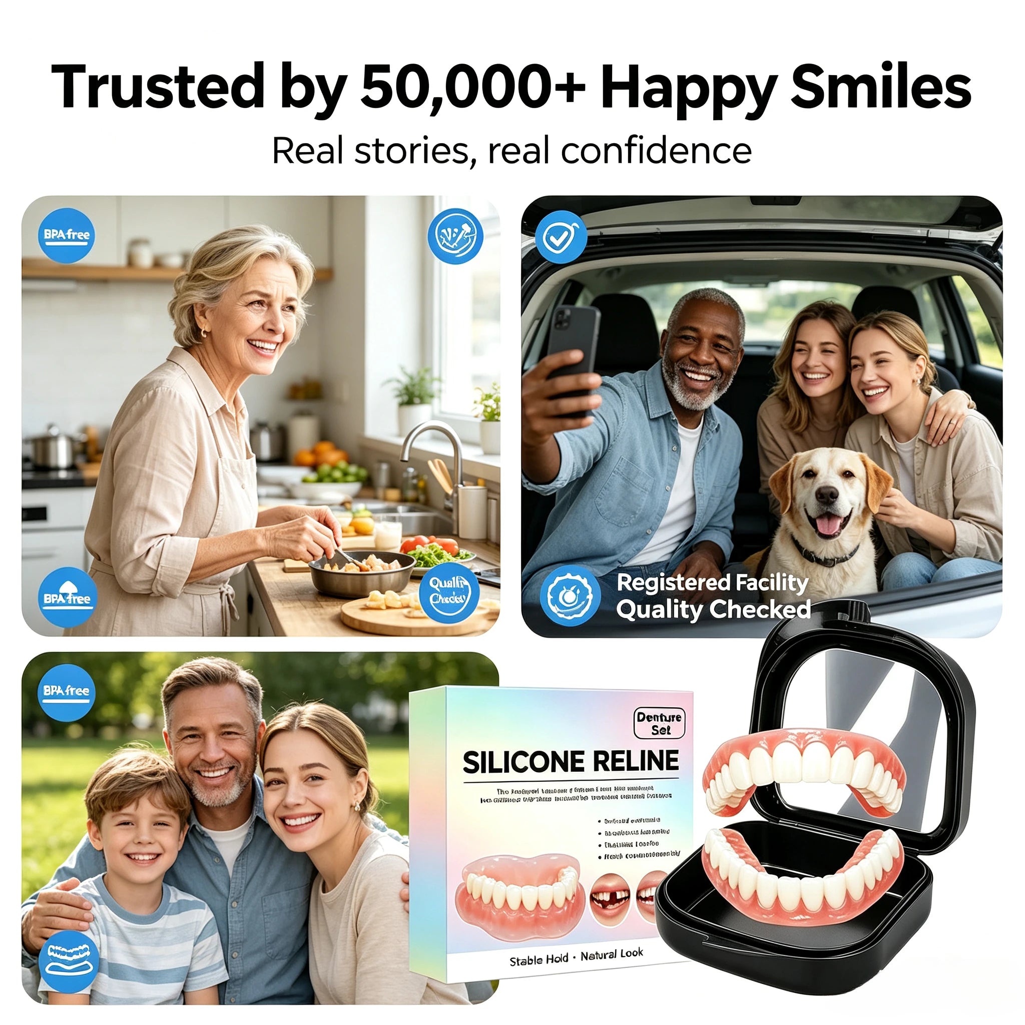 Natural Fit Silicone Dentures - Instant Cosmetic Smile & Oral Comfort - 3