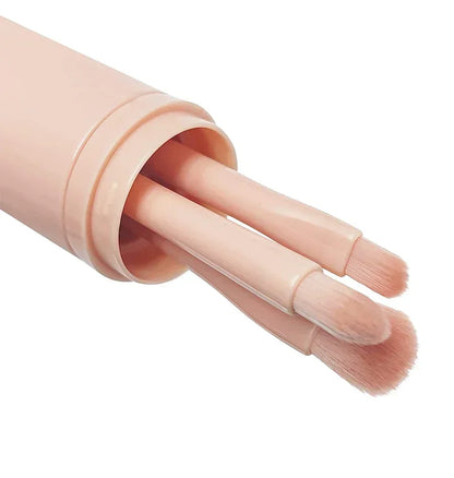 4-in-1 Retractable Travel Makeup Brush Set - Portable Face & Eye Tool Kit