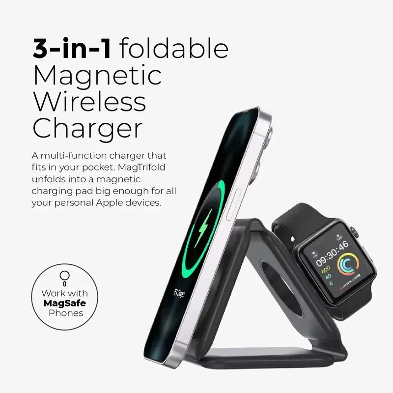 3-in-1 Foldable Magnetic Wireless Charging Station for iPhone & Apple Watch - 8