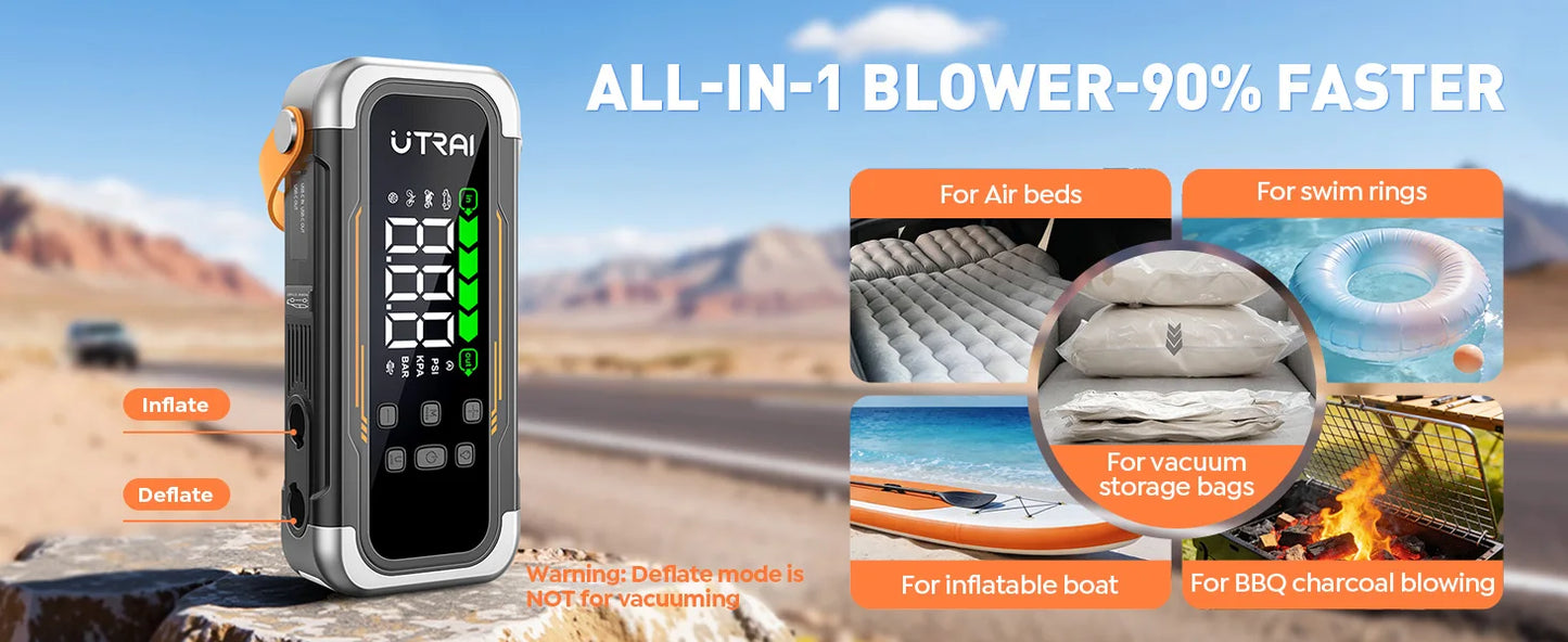 6000A Car Jump Starter with 150PSI Air Compressor & Power Bank