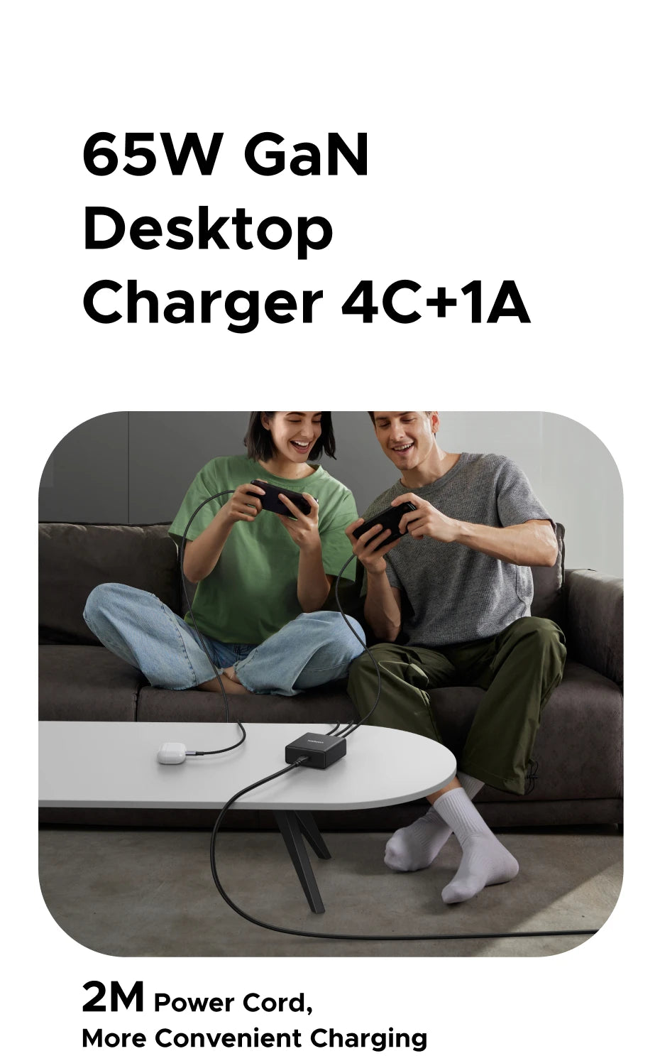 UGREEN 65W GaN Fast Charger 5-in-1 USB-C Desktop Power Adapter - 19