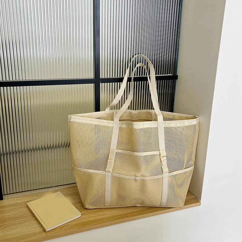 Luxury Canvas Mesh Beach Tote