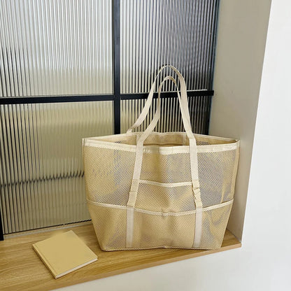Luxury Canvas Mesh Beach Tote