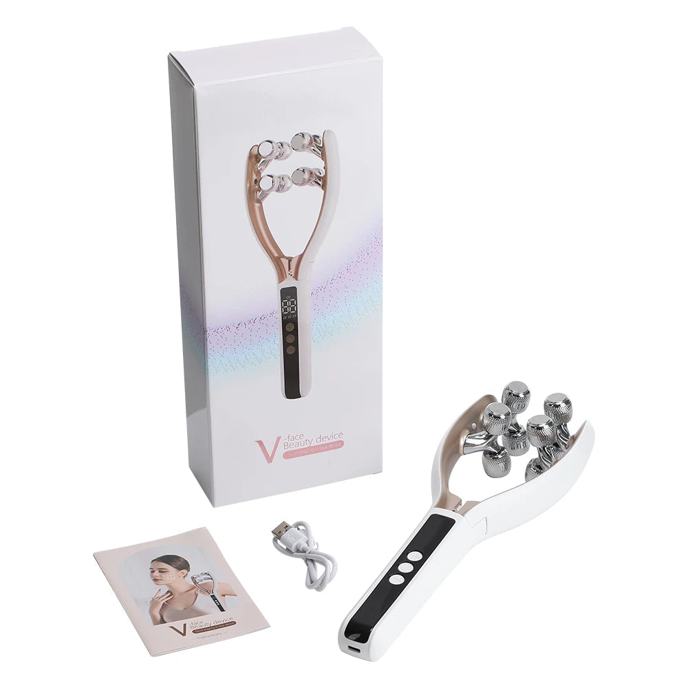 Microcurrent Face & Neck Lifting Massager - Electric V-Shape Slimming Roller - 15