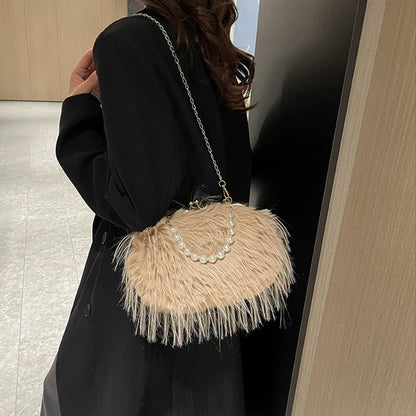 Luxury Plush Pearl Handbag