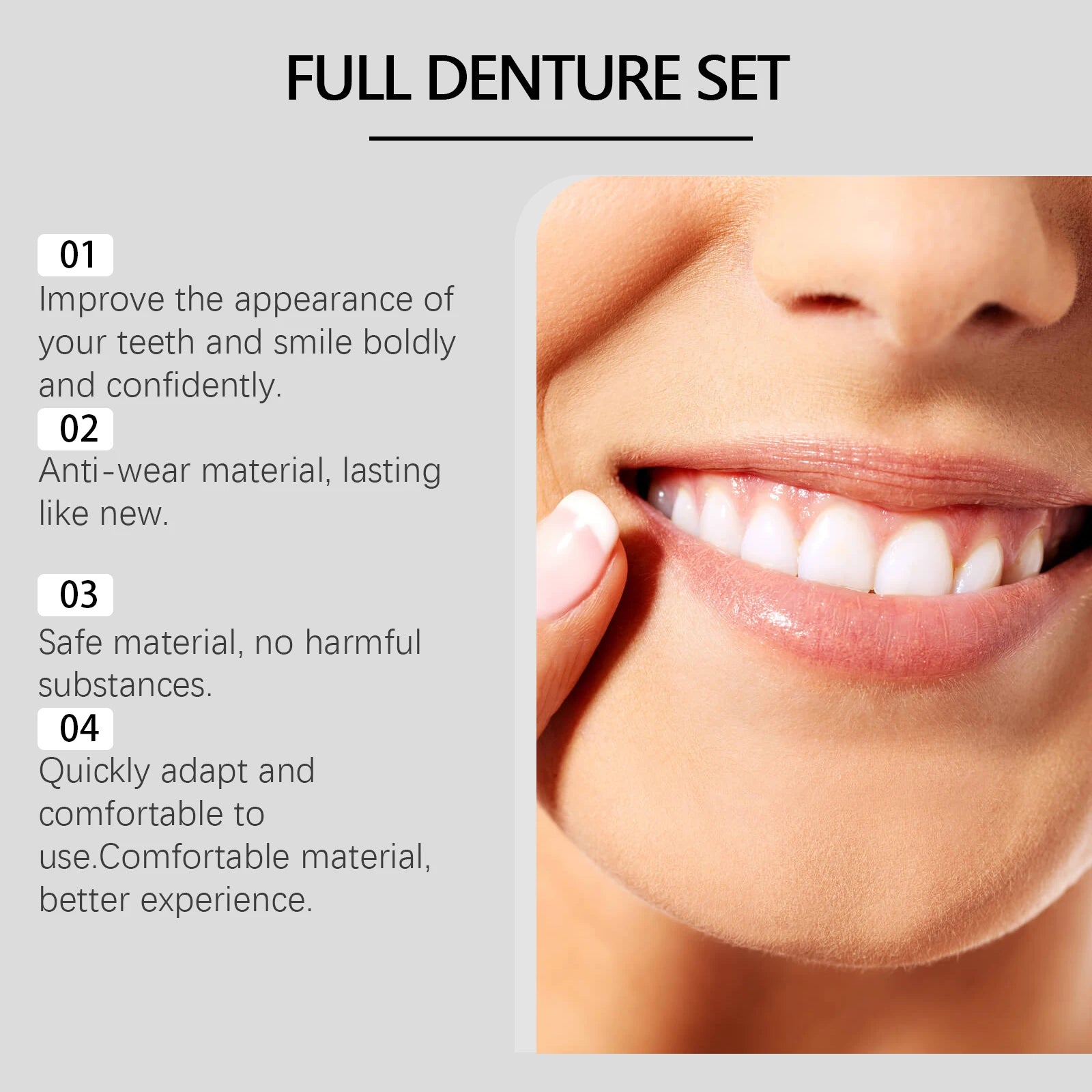 Temporary Silicone Dental Veneers - Custom Fit Comfortable False Teeth Set - 5