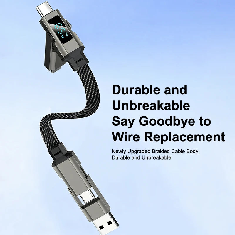 4-in-1 Fast Charging Keychain Cable with LED Power Display