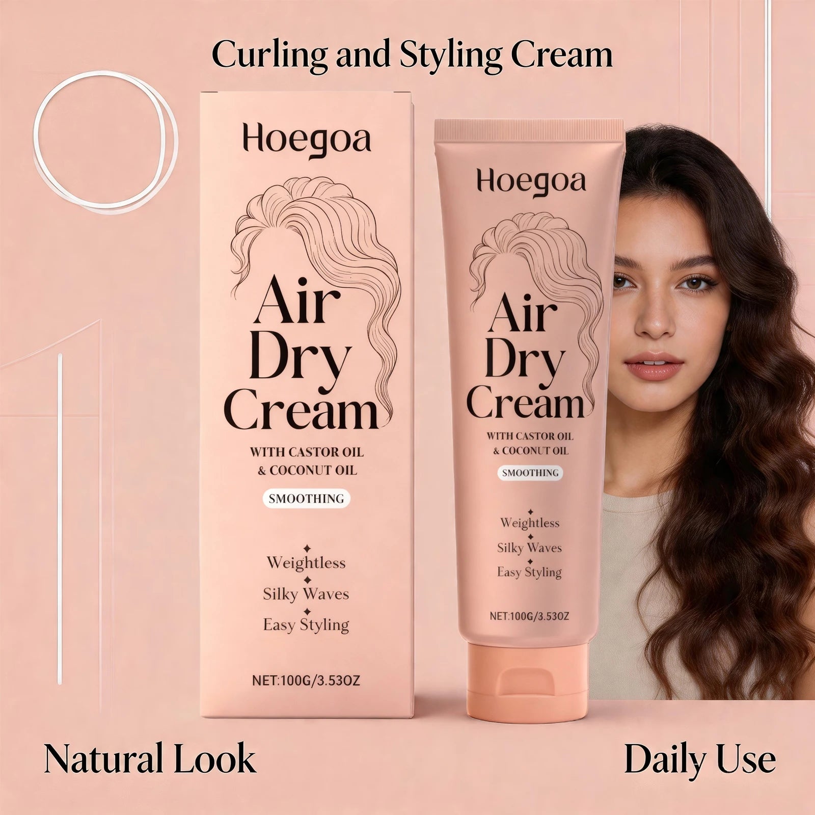 Curl Defining Styling Cream with Castor & Coconut Oil for Natural Waves & Shine - 3